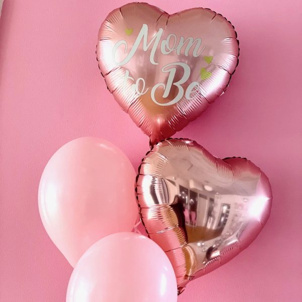 Ballon box rosegold “Mom to be” + hjerte & to balloner