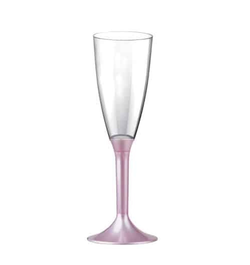 Plast champagneglas m/ lyserød fod Plast champagneglas m/ lyserød fod