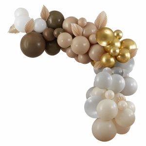 Brun/creme/guld ballon guirlande sæt med balloner & palmeblade
