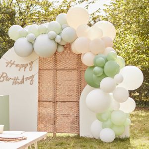 Grøn/creme/hvid ballon guirlande sæt med balloner