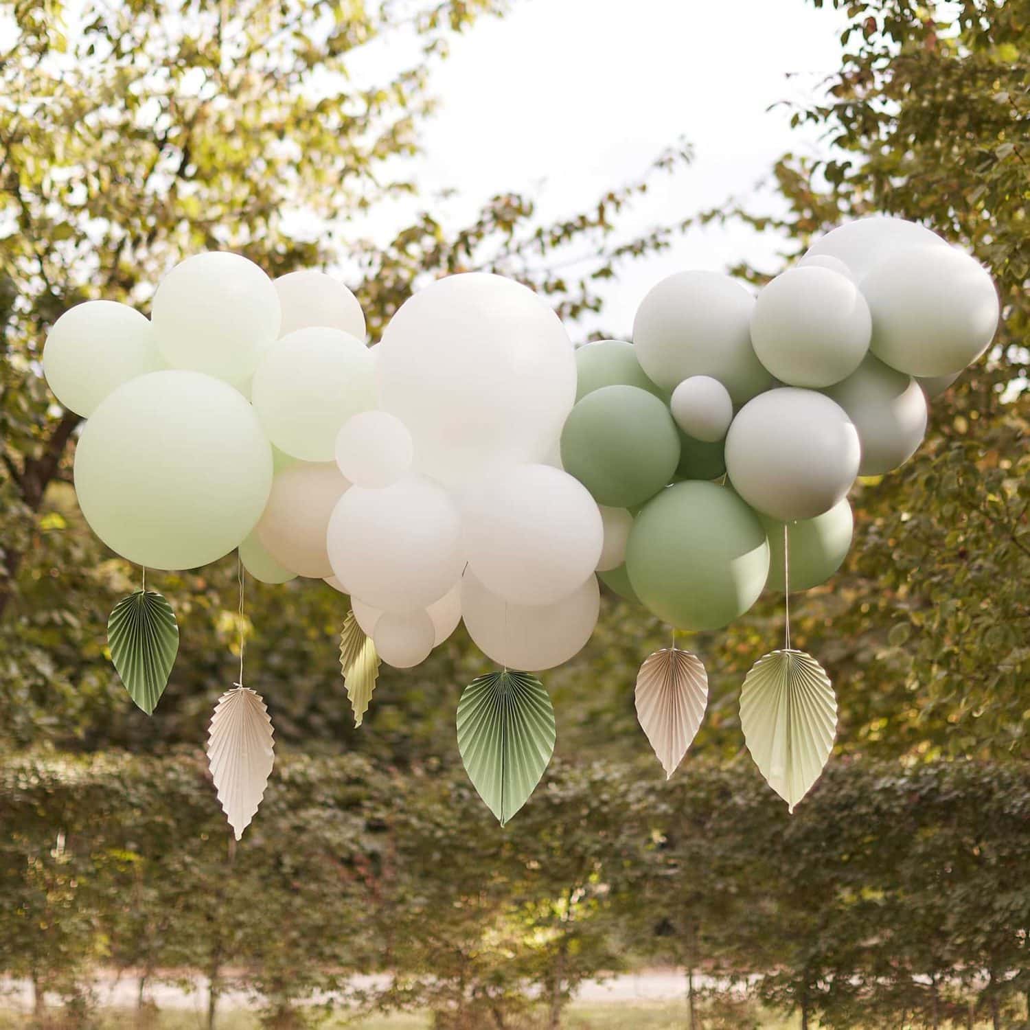 Natur ballon guirlande sæt med palmeblade