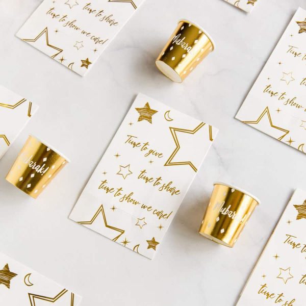 Hvid gavepose m/guld “Time to give”