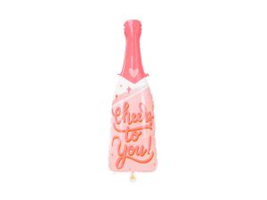Rosa “Cheers to you” champagneflaske folie ballon
