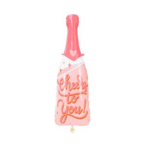 Rosa "Cheers to you" champagneflaske folie ballon
