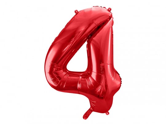 Rød folie ballon tal 4 (stor)