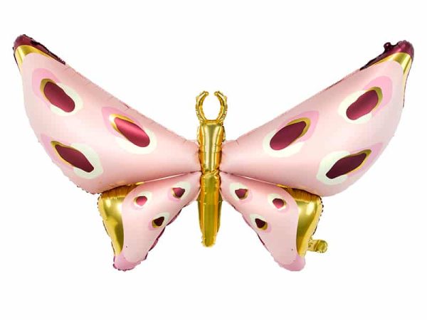 Guld og lyserød sommerfugl folie ballon