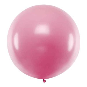 1 meter metallisk pink rund ballon