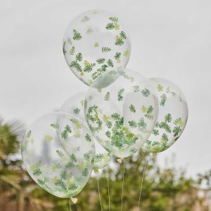Grønne blade konfetti ballon