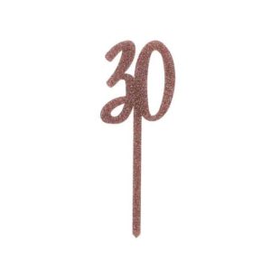 Rosegold akryl kage pynt “30 år” m/glimmer