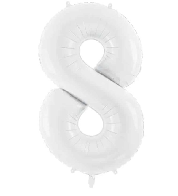 Hvid folie ballon tal 8 (stor)