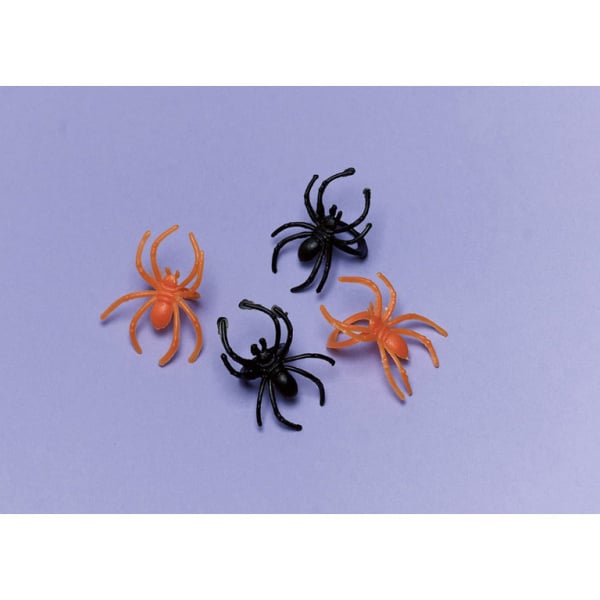 Orange/sort edderkop konfetti (plastik)