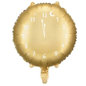 Guld folie ballon med hvidt ur