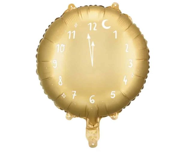 Guld folie ballon med hvidt ur