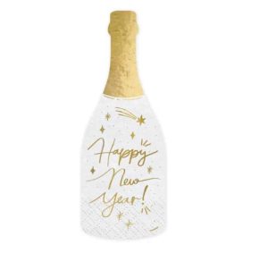 Hvid/guld champagne serviet “Happy New Year”