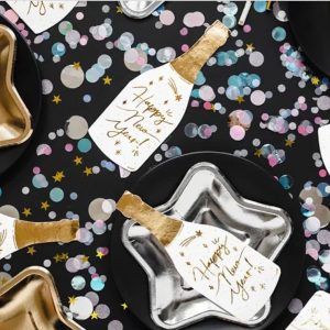 Hvid/guld champagne serviet "Happy New Year"