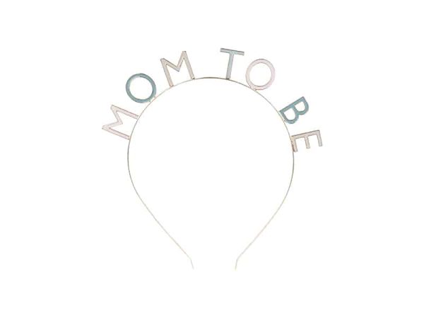 Blå/rosa hårbøjle “Mom to be”