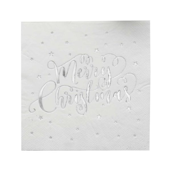 Sølv “Merry Christmas” serviet m/stjerner