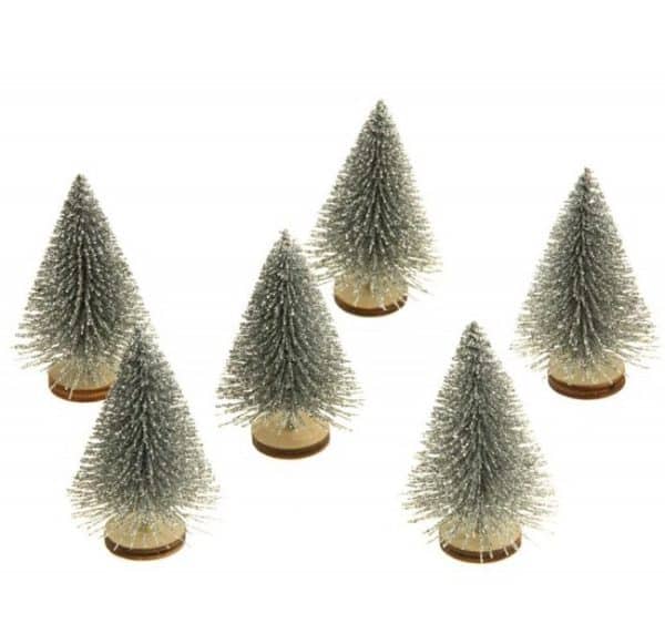 Sølv MINI juletræ m/glimmer
