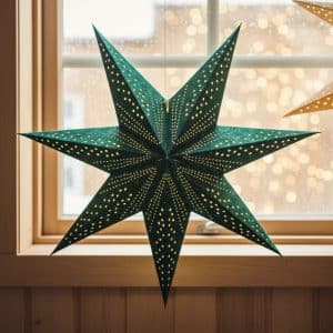 Mørkegrøn julestjerne velour m/ LED (LILLE)
