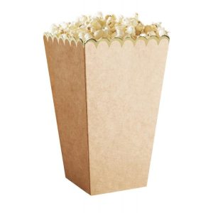 Natur brun popcornbæger m/guld kant