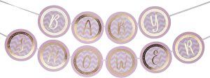 Lyserød/guld “Baby Shower” banner