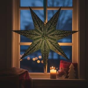 Mørkegrøn julestjerne velour m/ LED (LILLE)