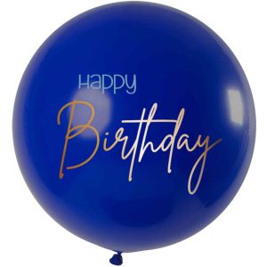 80 cm navy blå/guld "Happy Birthday" ballon