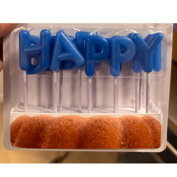 Blå kagelys “Happy Birthday”