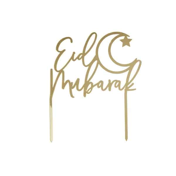 Guld “Eid Mubarak” kagepynt