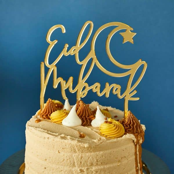Guld “Eid Mubarak” kagepynt