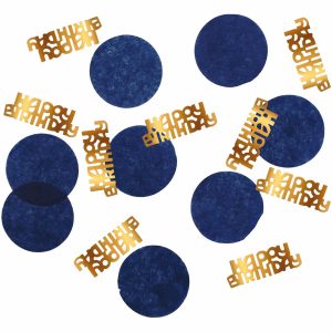 Navy blå /guld "Happy Birthday" konfetti