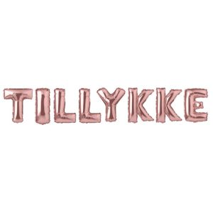 Rosegold "Tillykke" folie balloner (8 stk. i en pakke)