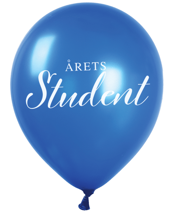 Blå “Årets student” latex ballon Blå “Årets student” latex ballon
