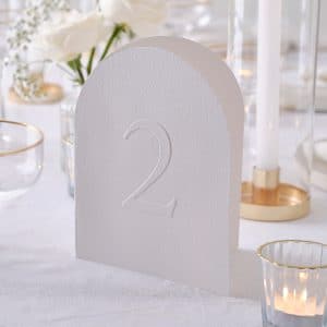 Præget hvide papir bordnumre