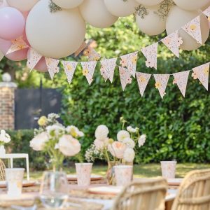 Rosa vimpel banner med blomster