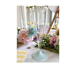 Plast champagneglas m/ pastel blå fod