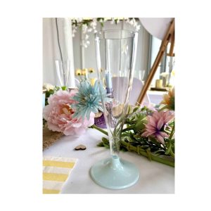 Plast champagneglas m/ pastel blå fod