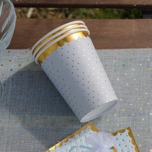 Lyseblå papkop m/guld prikker