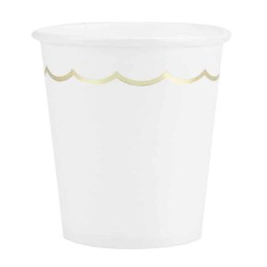 Hvid papkop m/guld kant