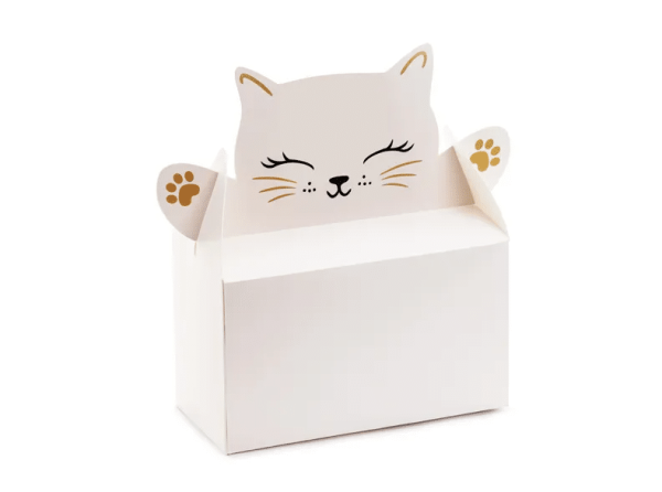 Lyserød katte æske