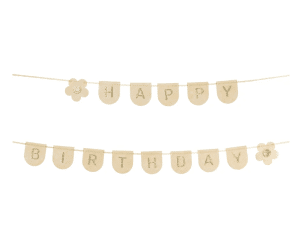 Nude guirlande banner “happy birthday” m/ guld snor Nude guirlande banner “happy birthday” m/ guld snor