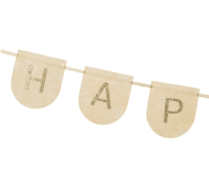 Nude guirlande banner “happy birthday” m/ guld snor Nude guirlande banner “happy birthday” m/ guld snor