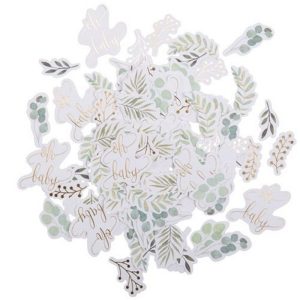 Hvid/grøn "oh baby" konfetti