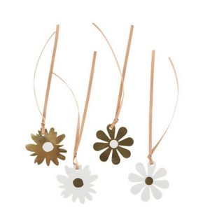 Blomst gavemærke hvid/guld