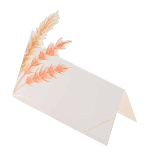 Hvid bordkort med fersken kornblomst