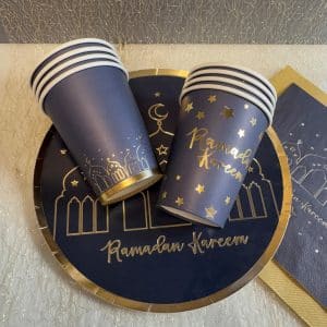 Navy/guld "Ramadan Kareem" paptallerken