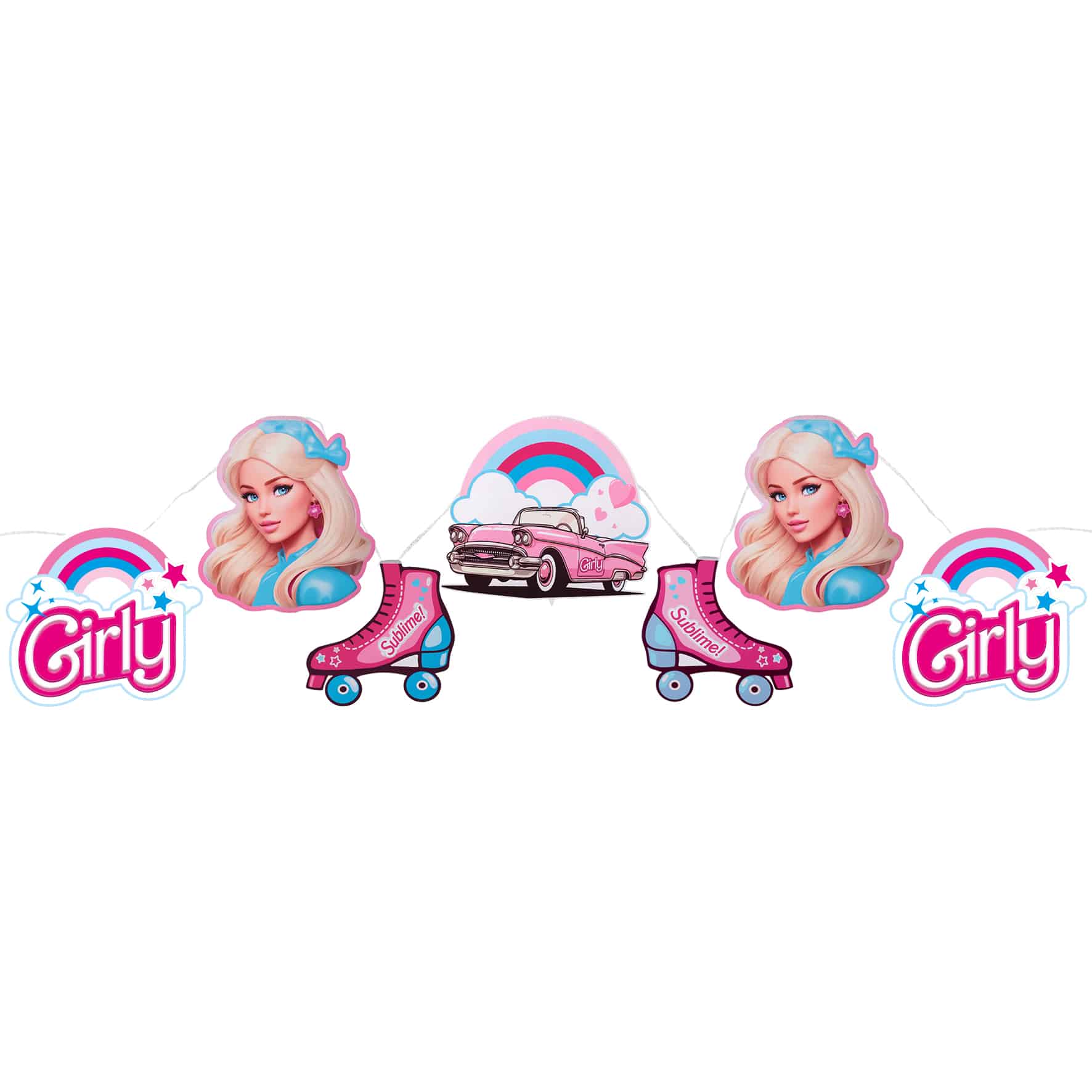 Barbie Guirlande - 1 stk (3 Meter) | Party In A Box - pink