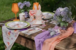 Fersken musselin stof bordløber