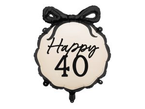 Creme/hvid “happy 40” folie ballon