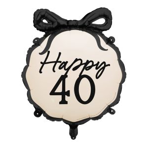 Creme/hvid "happy 40" folie ballon